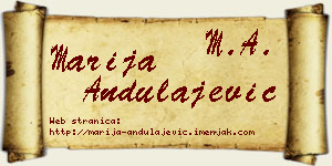Marija Andulajević vizit kartica